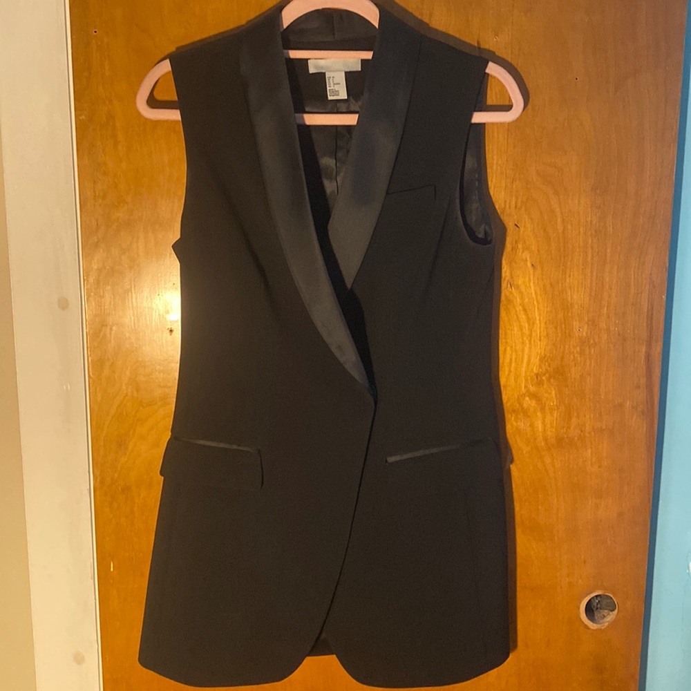 H&M Black Sleeveless Tuxedo Button Tunic / Vest/ Dress